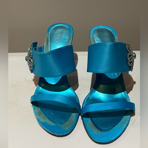 Nine West satin open toe sandal heels size 8 - Picture 2 of 11